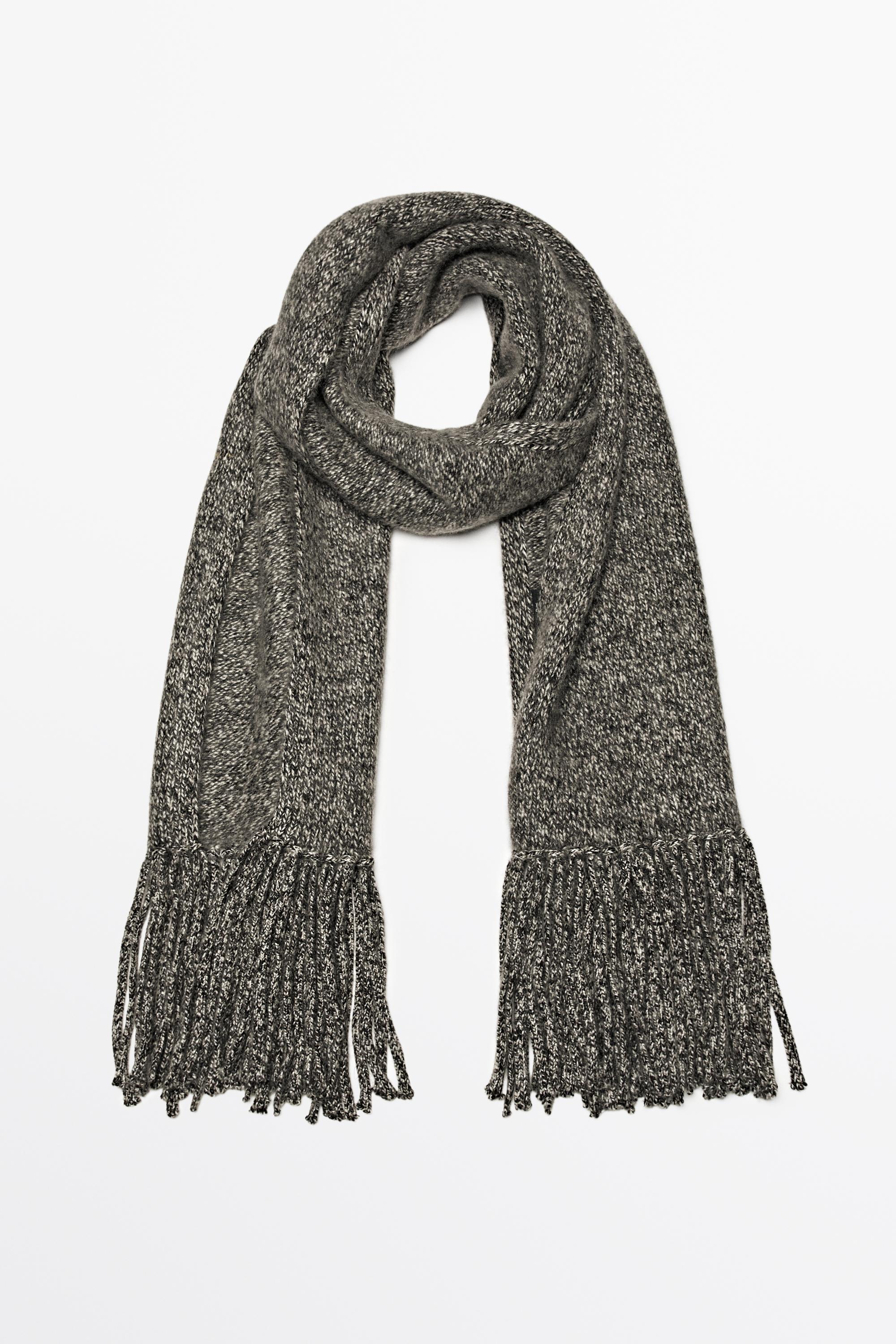 100% Cashmere Heathered Knit Scarf - Black | ZARA Canada