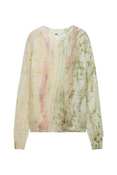 ALPACA AND WOOL BLEND TIE-DYE KNIT SWEATER