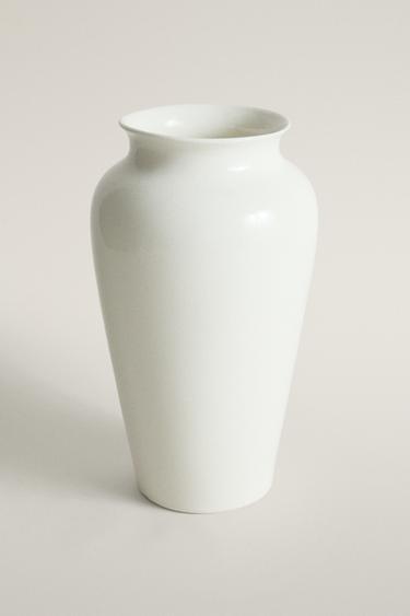 Zara TALL DECORATIVE CERAMIC VASE - White - Image 0