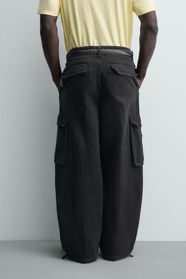PANTALON CARGO BALLOON FIT - Noir de Zara - Image 2