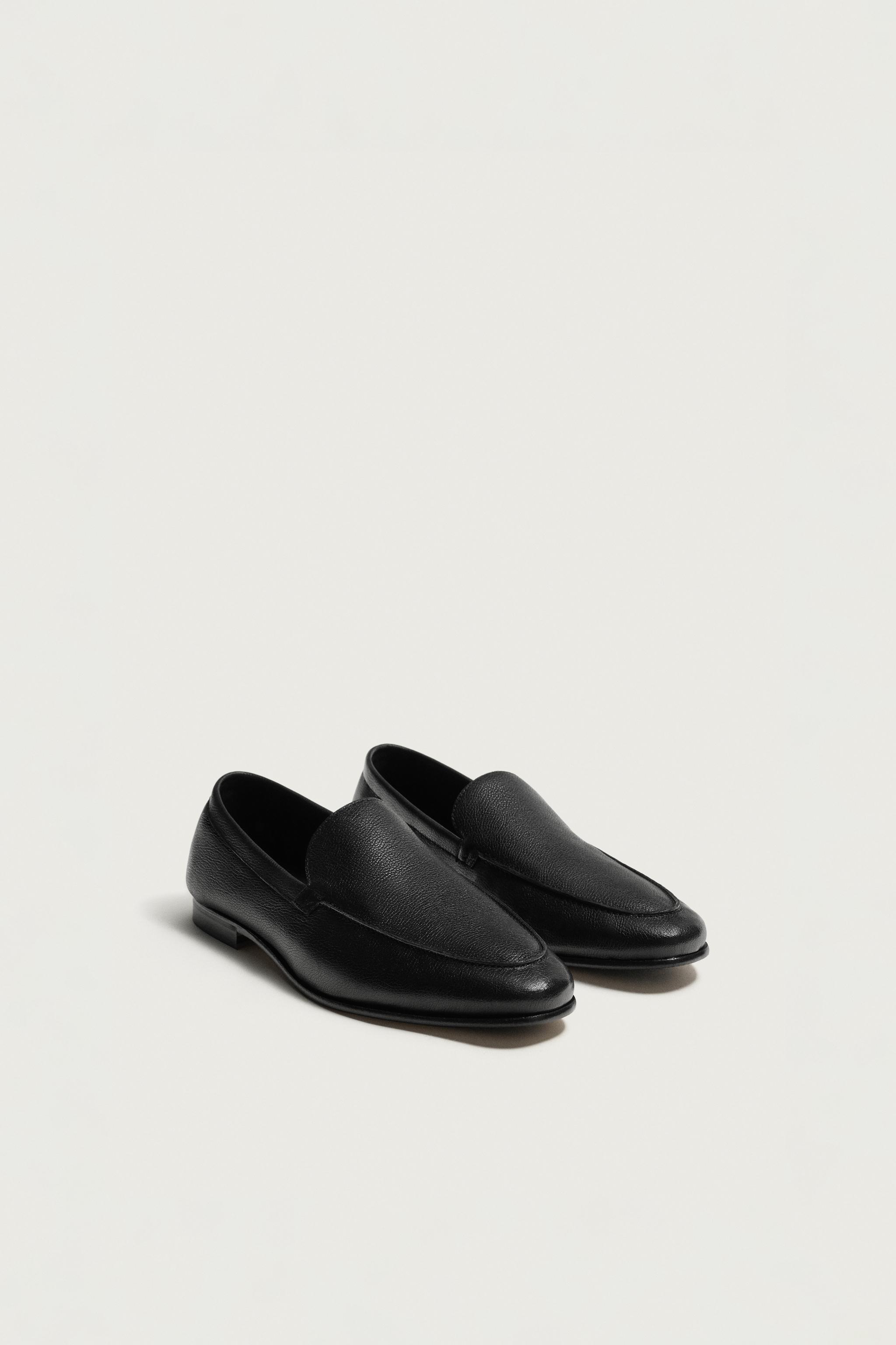 LEATHER DRESS LOAFERS — Black