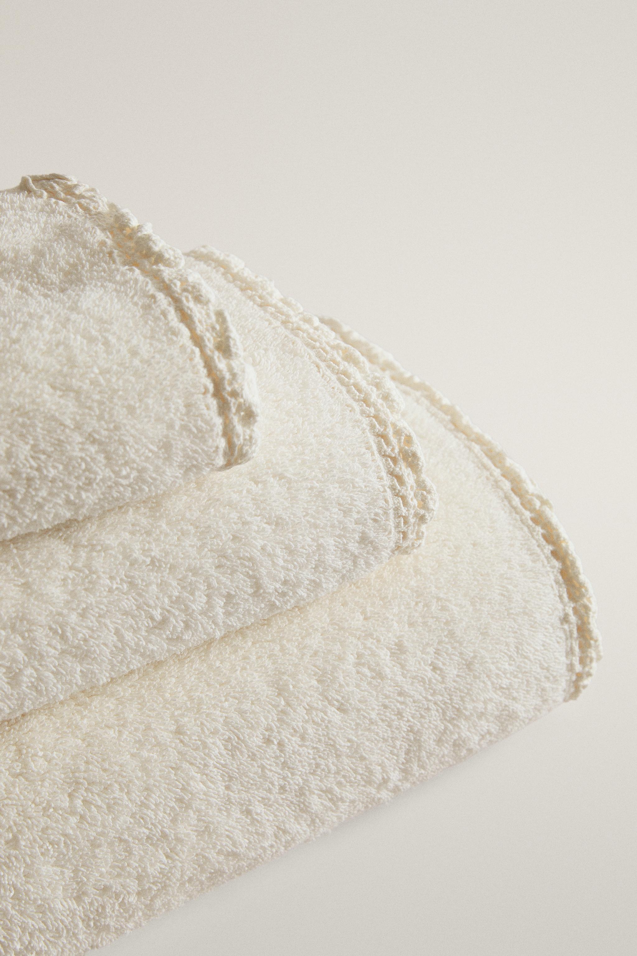 CROCHET EDGE BATH TOWEL - Ivory | ZARA Turkey