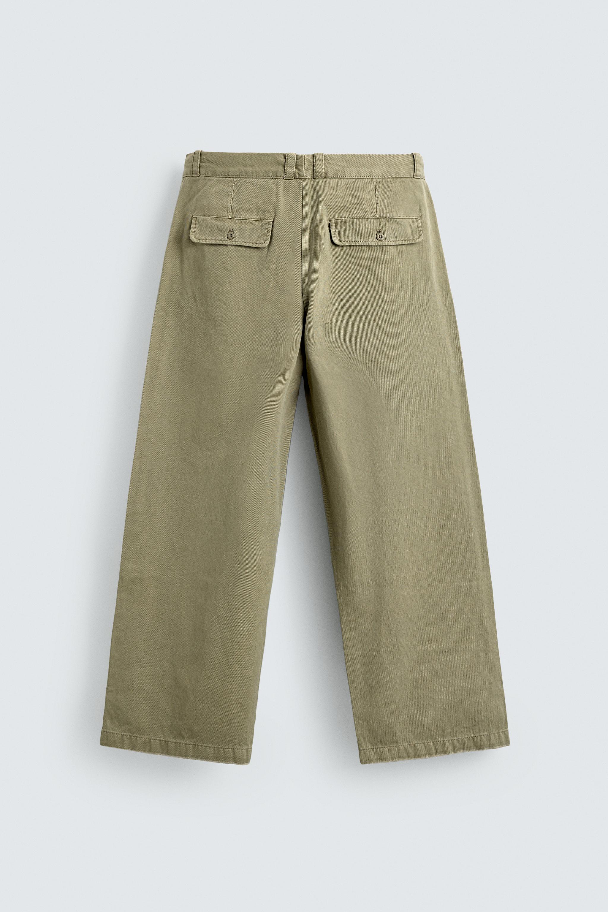 WIDE-LEG CHINO TROUSERS - Oyster-white | ZARA India