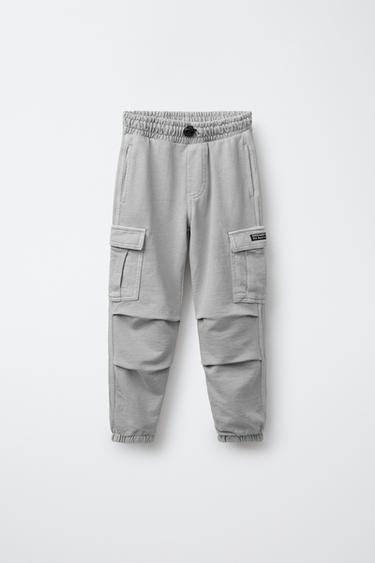 Zara PLUSH PARACHUTE CARGO PANTS - Mid-gray