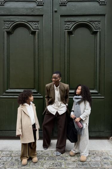 Zara FELT TEXTURE COAT - Tan marl