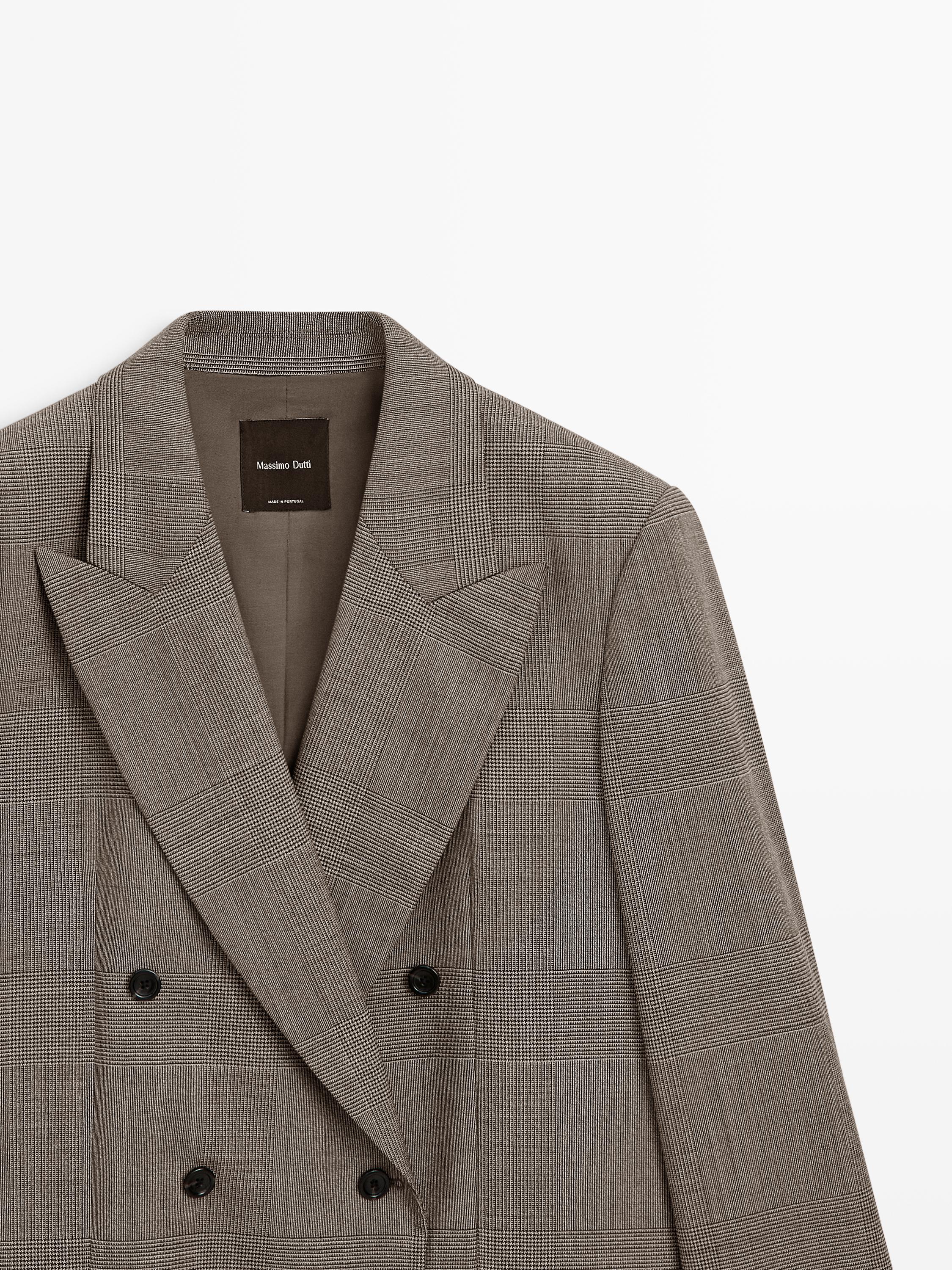 100% wool check suit blazer
