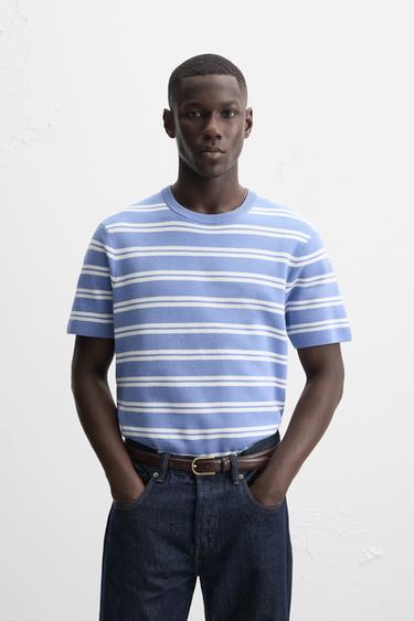 RELAXED FIT KNIT T-SHIRT - striped by Zara