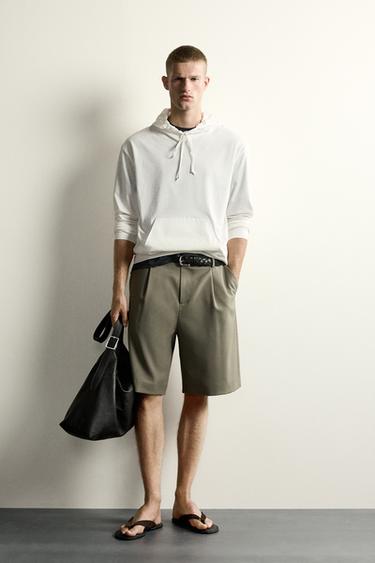SUDADERA LIGERA CAPUCHA COMBINADO - Blanco de Zara - Imagen 0