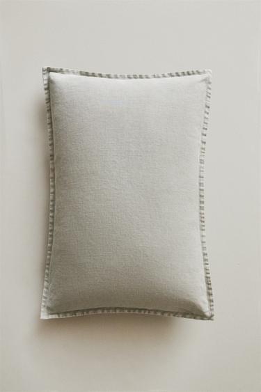 KISSENBEZUG AUS GEWASCHENEM LEINEN - Perlgrau von Zara