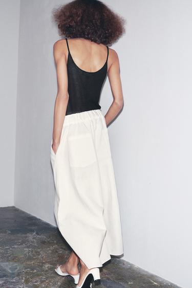 Zara LOW HEELED LEATHER SANDALS - Off White