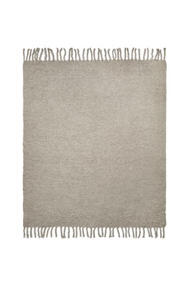 FRINGED THROW - Pearl grey by Zara
