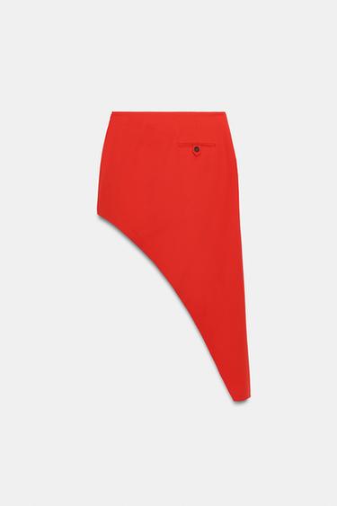 JUPE ASYMÉTRIQUE À POCHES ZW COLLECTION - Rouge de Zara - Image 11