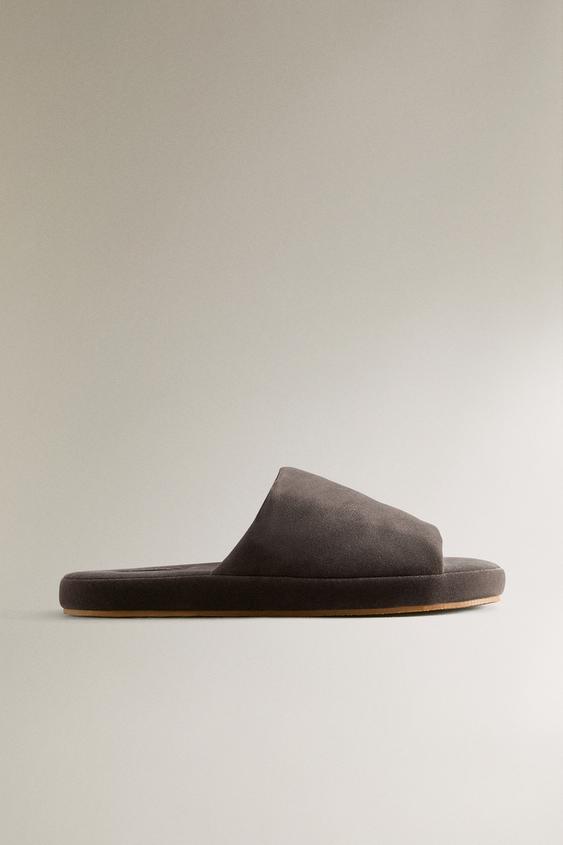 Zaras FLATFORM-TOFFEL I SAMMET - Brun - Bild 0
