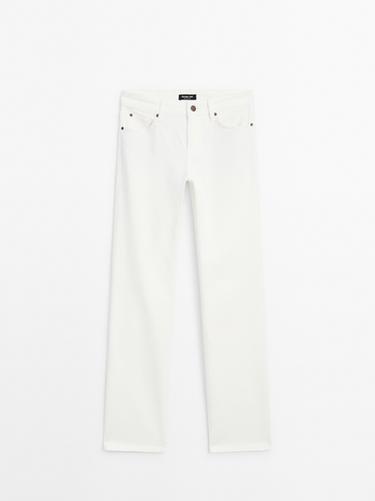 Zara Low-rise straight-leg jeans - Oyster-white