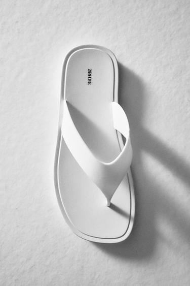 RUBBERISED FLAT SANDALS - Ecru White by Zara - Image 5