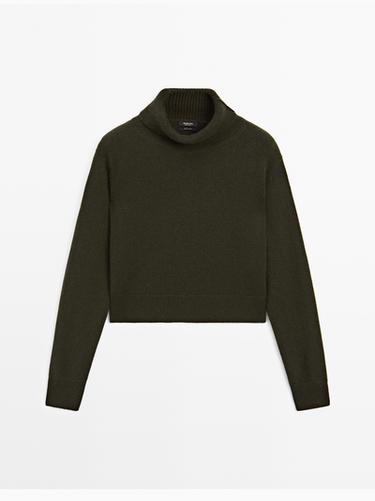 Zara 100% cashmere short knit sweater - Dark green - Image 0