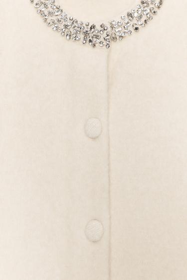 WOOL BLEND JACKET WITH JEWEL NECK - Ecru by Zara - Image 6