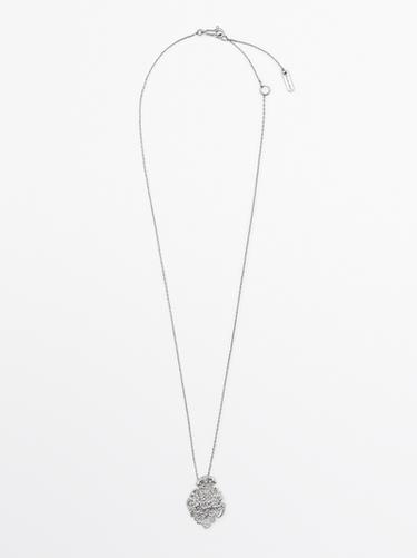 Zara Mini necklace with lace piece pendant - Silver