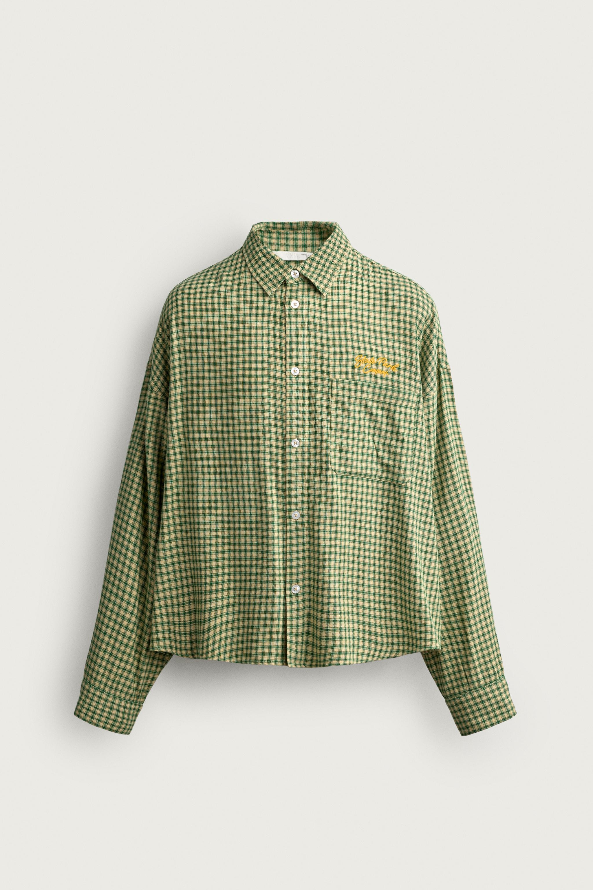 CHEMISE CARREAUX BRODERIES COMBINÉES
