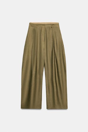 PANTALÓN FLUIDO ZW COLLECTION - Oliva oscuro de Zara - Imagen 0