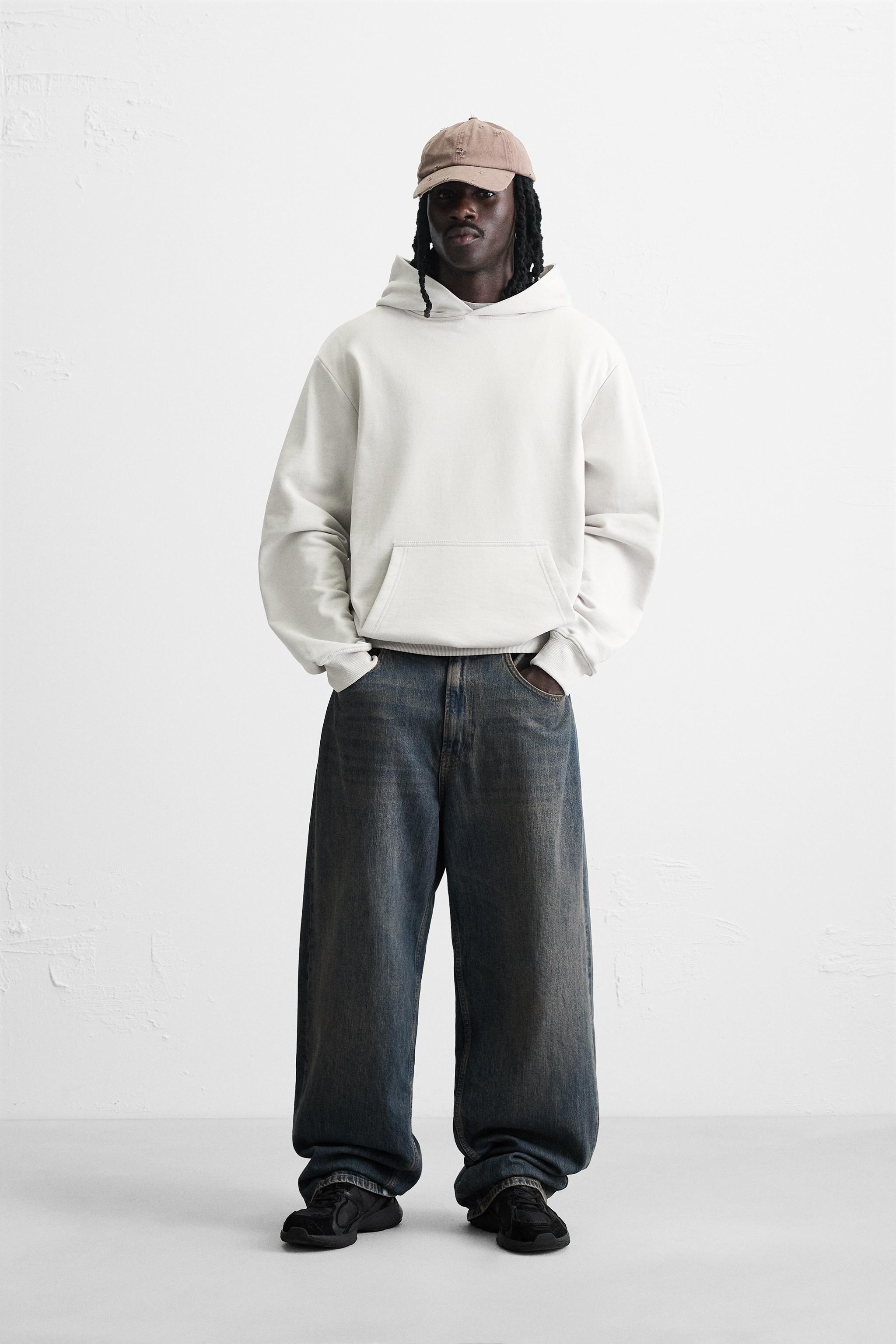 訳あってお買い得！30～80％OFF ベーシックフード付きスウェットシャツ - ZARA | パールグレー スケートボード