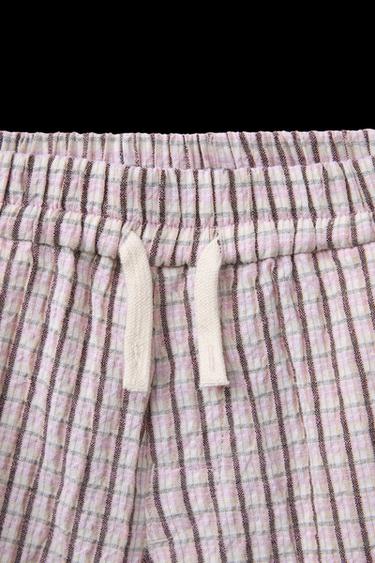 WIDE FIT CHECK TEXTURED BERMUDA SHORTS - Light beige by Zara