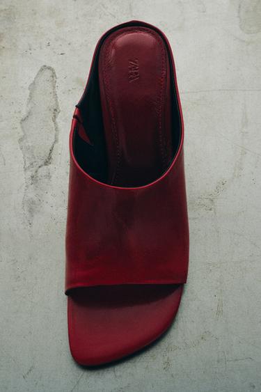 LEATHER MULE SANDALS - LIMITED EDITION - Red by Zara - Image 5
