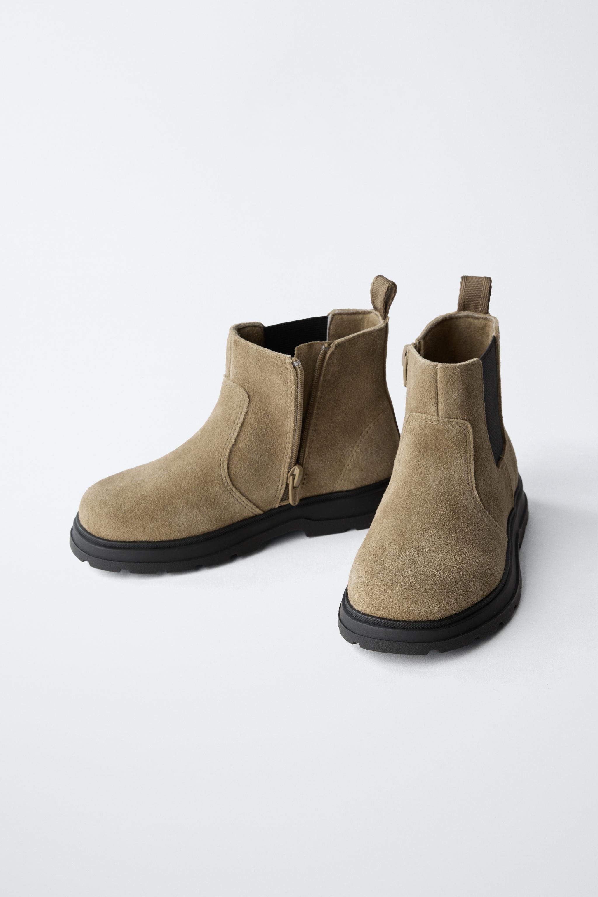 SPLIT LEATHER BOOTS - Mink Gray | ZARA United States