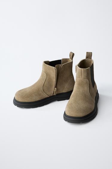 SPLIT SUEDE LEATHER BOOTS - Mink Grey by Zara - Image 2