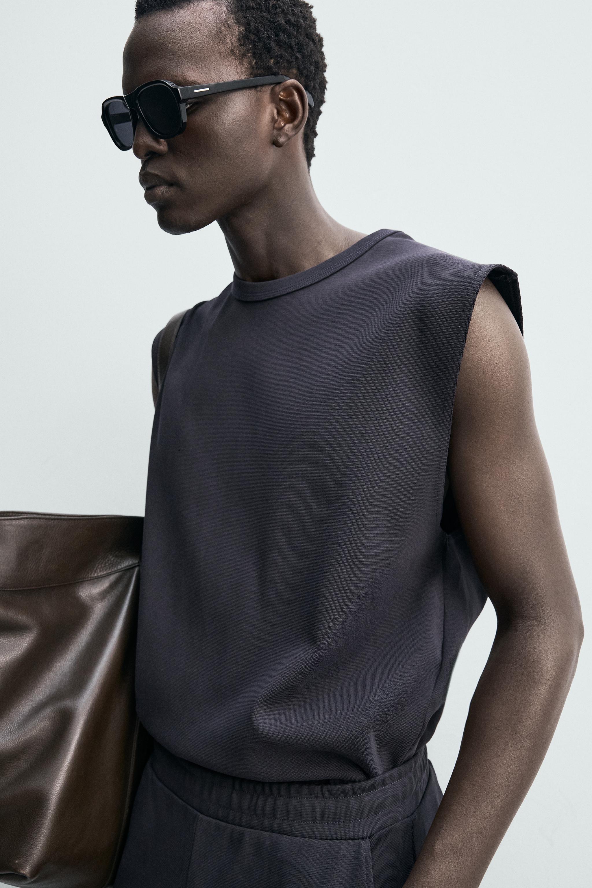 RELAXED FIT RIBBED TANK TOP - Blue | ZARA United States