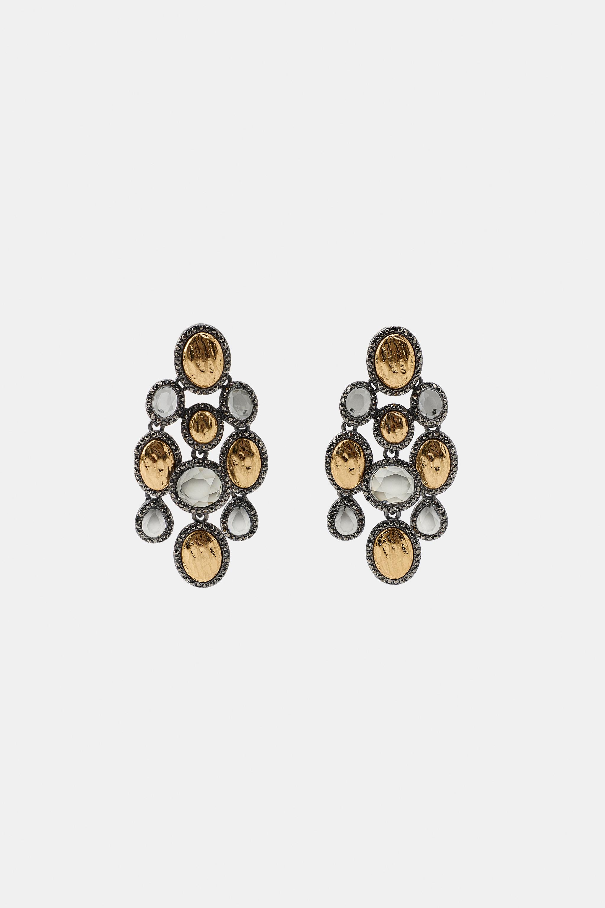 Женские аксессуары Zara RESIN AND JEWEL WATERFALL EARRINGS — фото 2