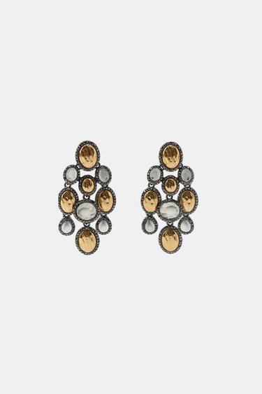 Zara RESIN AND JEWEL WATERFALL EARRINGS - Anthracite grey