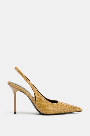 ТУФЛИ-МЮЛИ НА КАБЛУКЕ С РЕЛЬЕФНЫМ УЗОРОМ — ГОРЧИЧНЫЙ от Zara