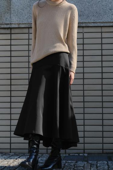 フレア サッシュベルト スカート ZW COLLECTIONブラックZaraのフレア サッシュベルト スカート ZW COLLECTION - ブラック 