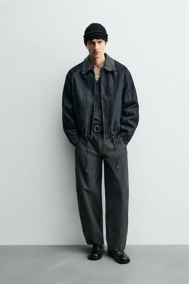 DENIM JACKET WITH COMBINED COLLAR - Indigo by Zara - Image 0