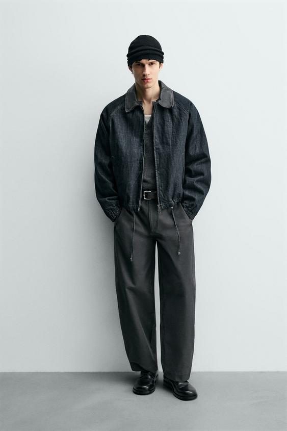 DENIM JACKET WITH COMBINED COLLAR - Indigo by Zara - Image 0
