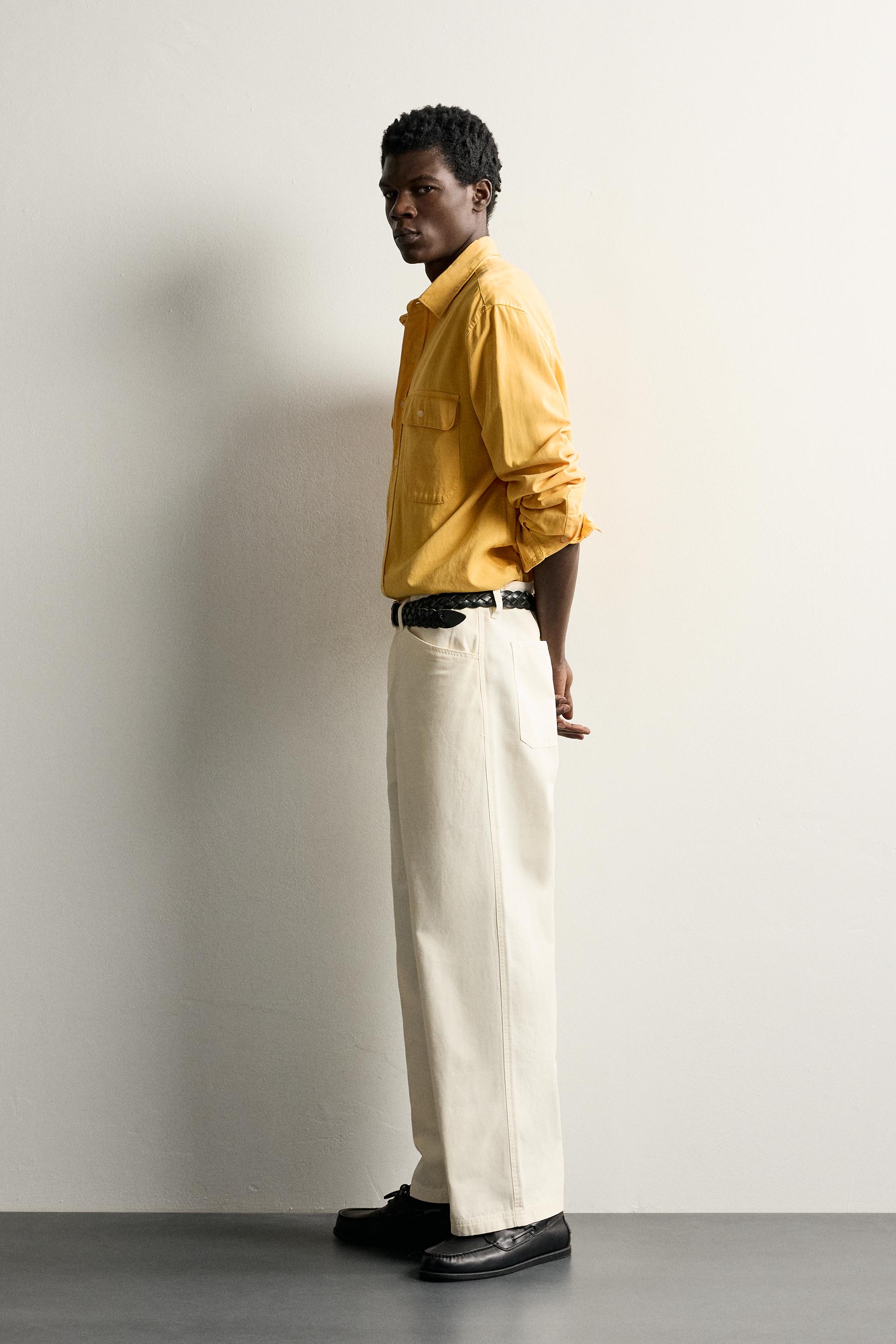 Мужские брюки Zara CANVAS STRAIGHT-FIT PANTS — фото 4