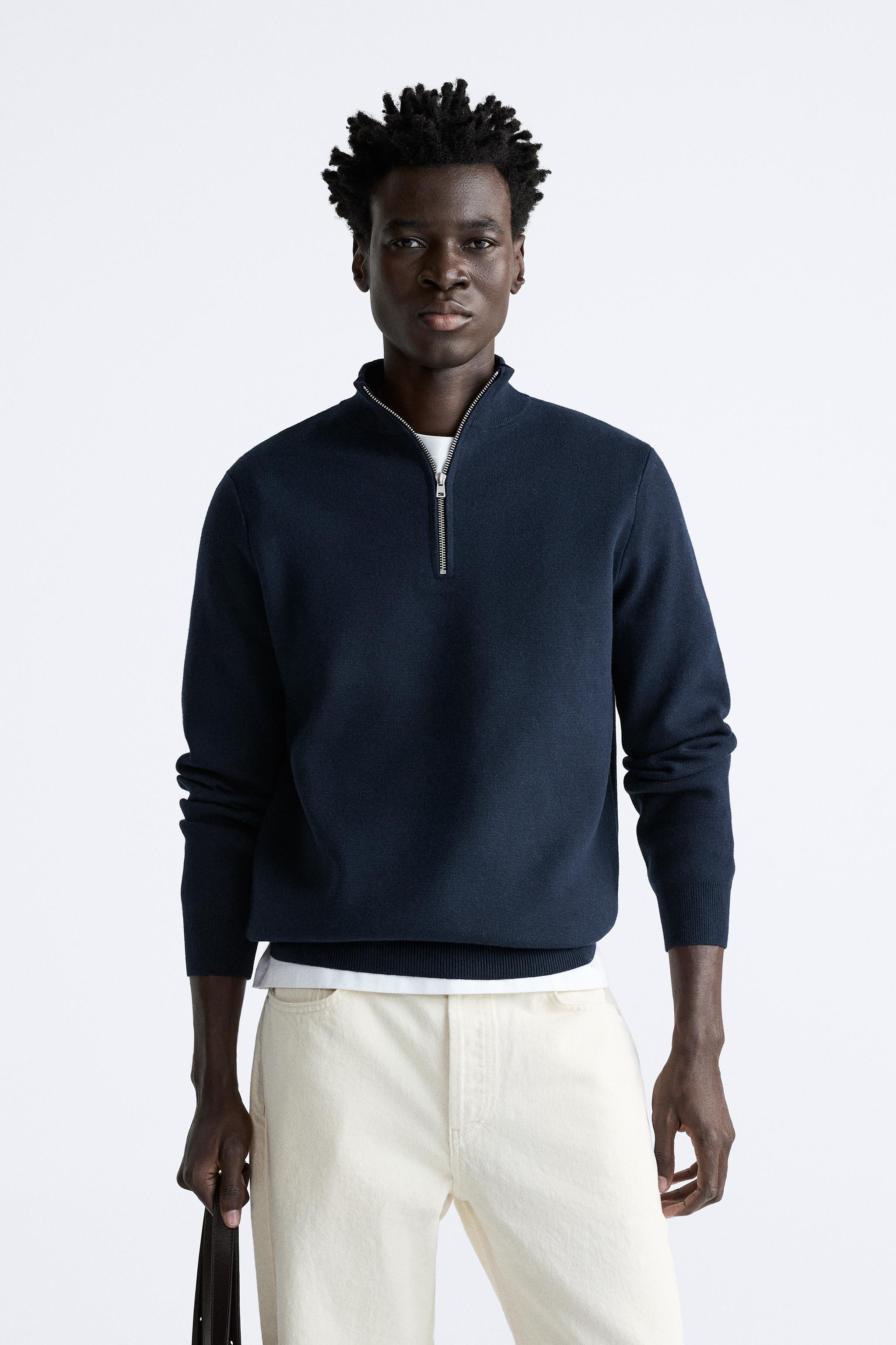 ZIP COLLAR SWEATER - Navy blue | ZARA United States