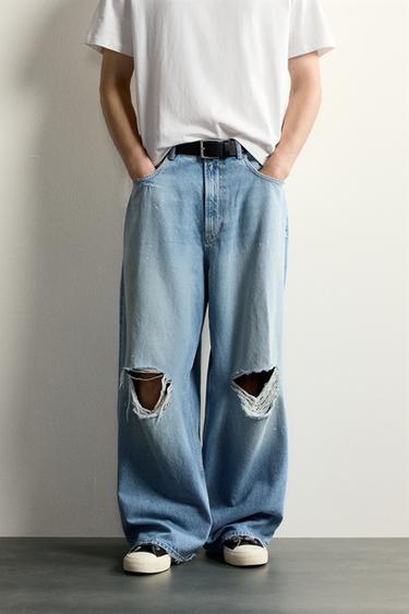 JEANS BAGGY FIT ROTOS - Azul de Zara