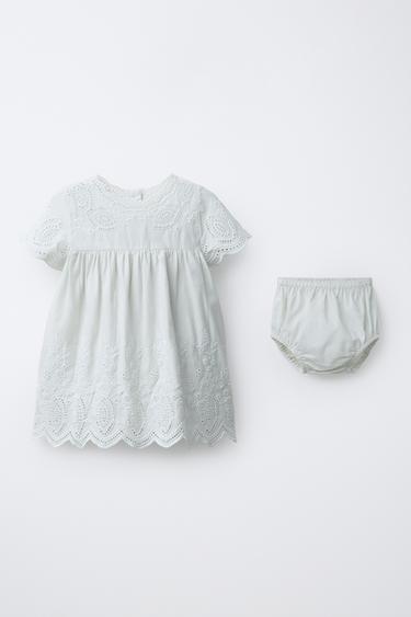 SWISS EMBROIDERED DRESS AND BRIEFS - Pastel blue by Zara - Image 0