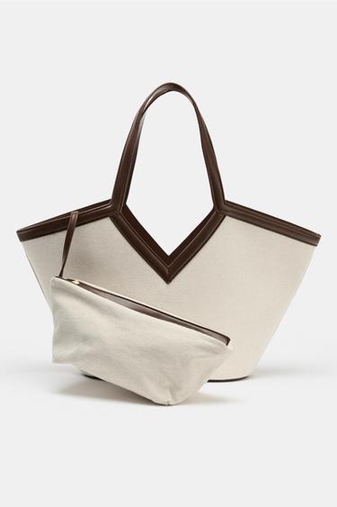 SAC SHOPPER COUPE CANVAS - Écru de Zara - Image 3