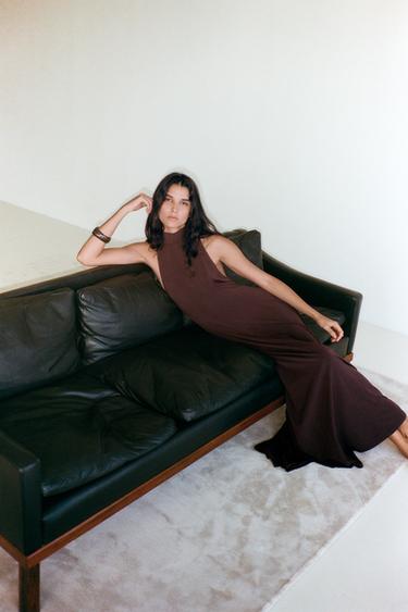 LONG OPEN BACK DRESS - Burgundy by Zara - Image 1