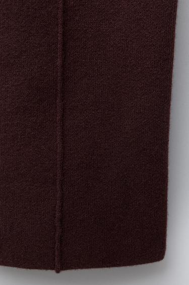 Zara WIDE LEG KNIT PANTS - Burgundy