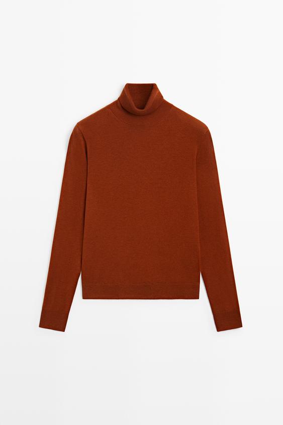 Zara Wool-blend turtleneck knit sweater - Russet - Image 0