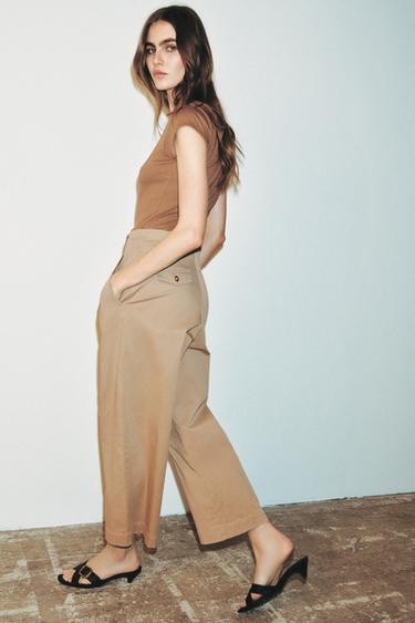 LOOSE BARREL TROUSERS - Light khaki by Zara - Image 3