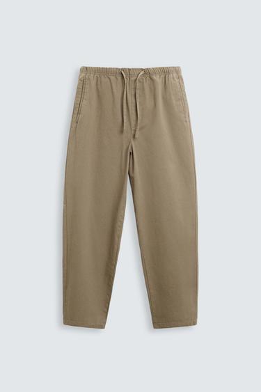 Zara TAPERED PANTS - taupe brown