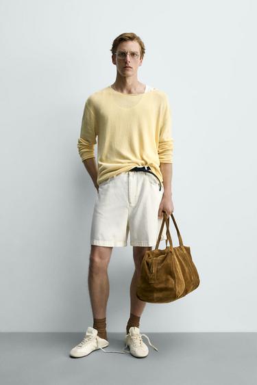 SHORT RELAXED FIT EN LYOCELL MÉLANGÉ - Blanc de Zara - Image 0