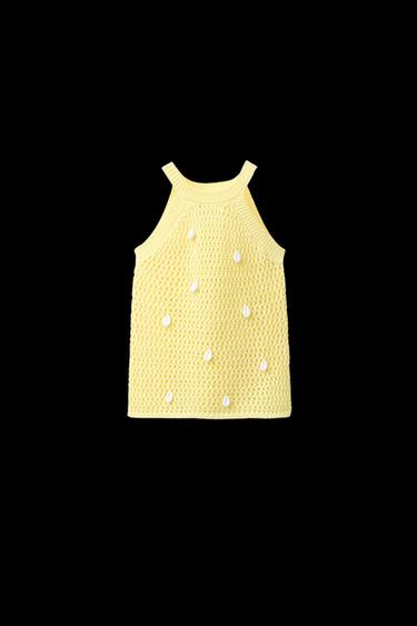 SHELL BEAD KNIT TOP - Yellow by Zara - Image 0