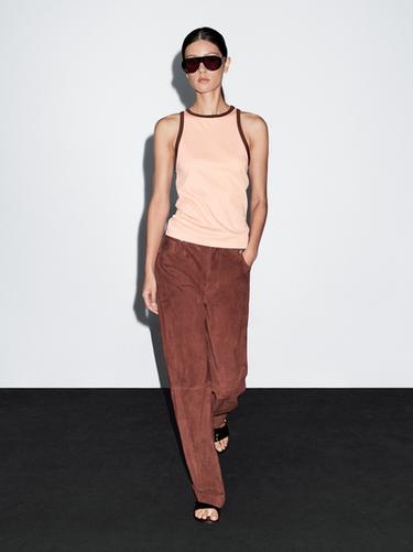 Zara 100% cotton halter top with contrast detail - Pale pink - Image 0