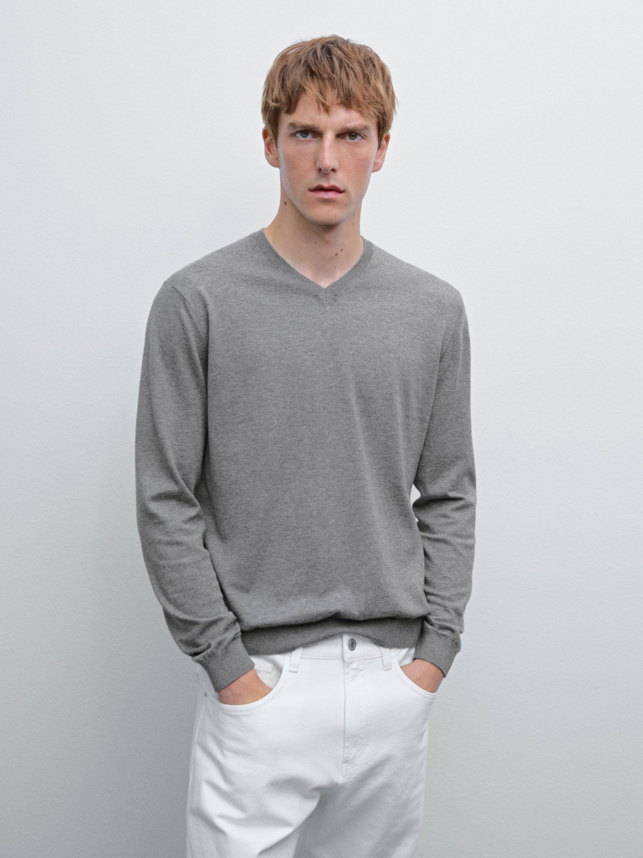 V-neck knit sweater
